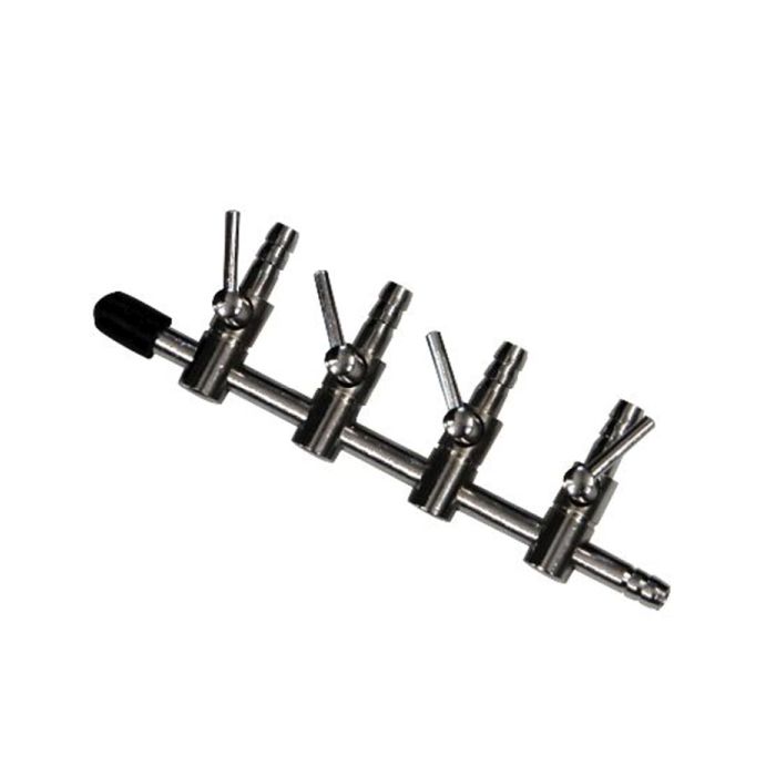 Hailea 4 Way Brass Air Divider With Taps 4mm Inlet/Outlets