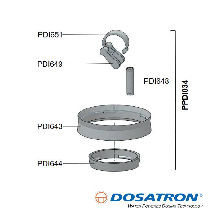 Dosatron Upper And Lower Piston Lip Sub-Assy & Spring & Seal & Connecting Rod - PPDI034
